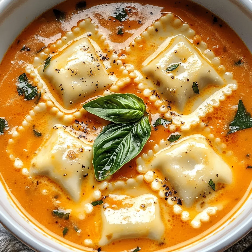 Creamy Tuscan Ravioli Soup