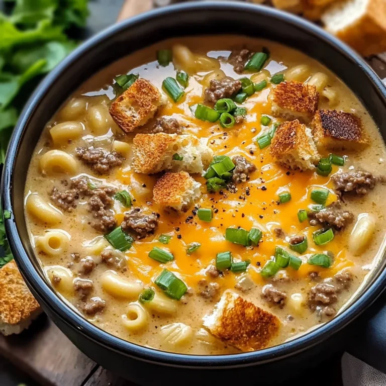 One Pot Macaroni Cheeseburger Soup