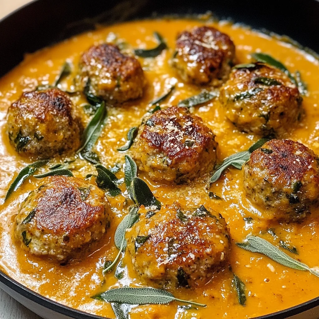 Turkey Meatballs in Pumpkin Sage Sauce