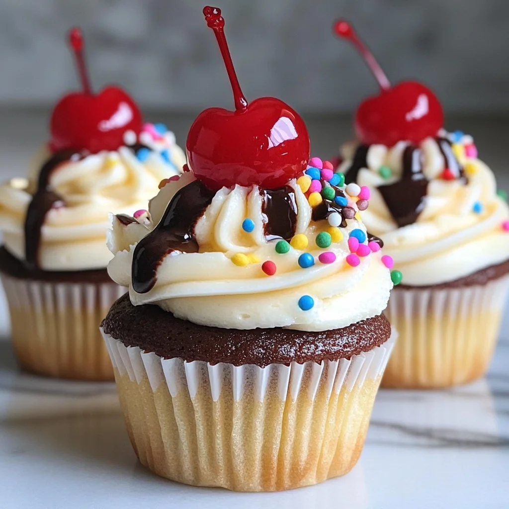 Banana Split Cupcakes
