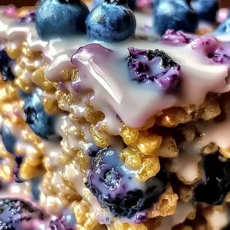 Blueberry Rice Krispies Treats with Vanilla Glaze