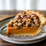 Bourbon Pumpkin Pie with a Salted Brown Butter Pecan Streusel