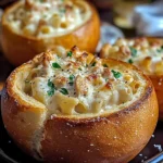 Chicken Alfredo Garlic Bread Bowls