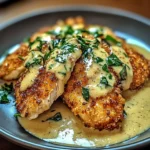 Crispy Parmesan Chicken with a Rich Garlic Sauce - Easy Dinner Idea