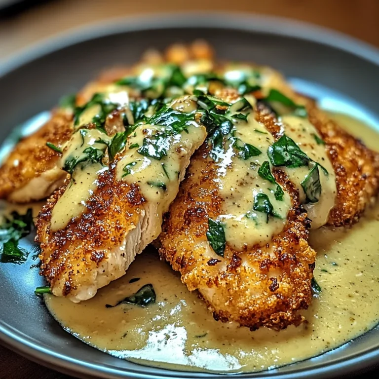 Crispy Parmesan Chicken with a Rich Garlic Sauce - Easy Dinner Idea