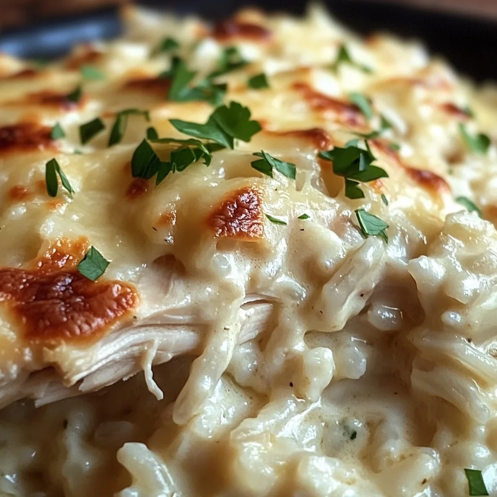 Dump-and-Bake Chicken Alfredo Rice Casserole Recipe
