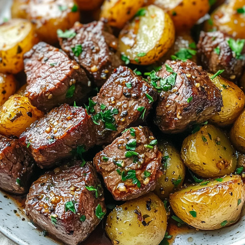 Garlic Steak Bites and Potatoes