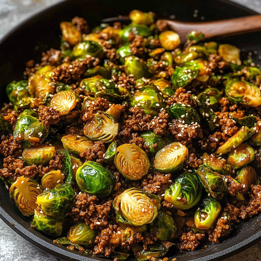 Ground Beef and Brussels Sprouts