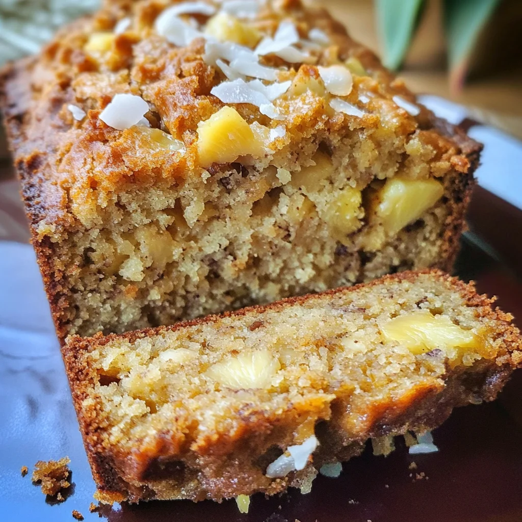 Hawaiian Banana Bread with Pineapple, Coconut & Macadamia Nuts