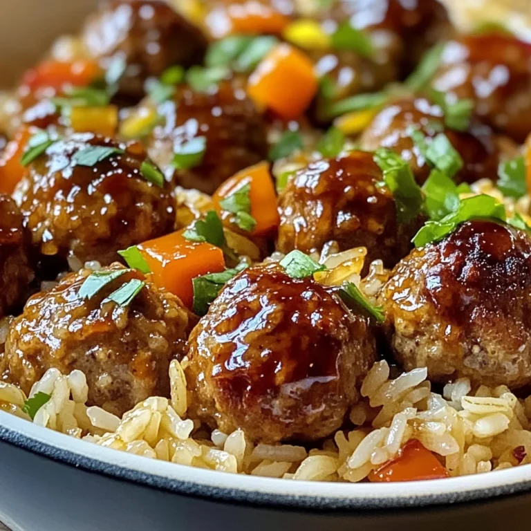 Honey Garlic Meatball Rice Bake