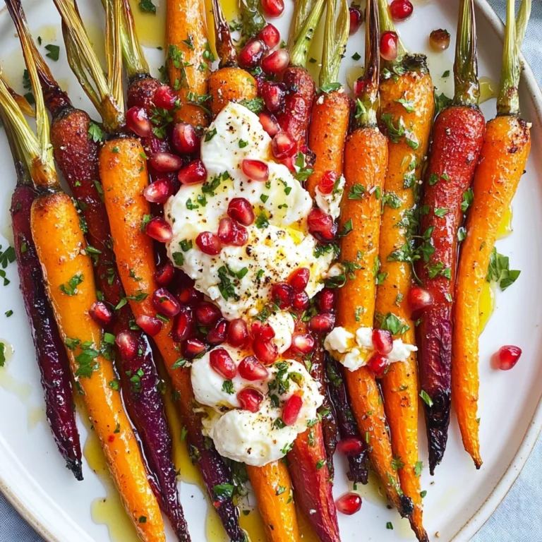 Honey Roasted Rainbow Carrots with Burrata and Pomegranate