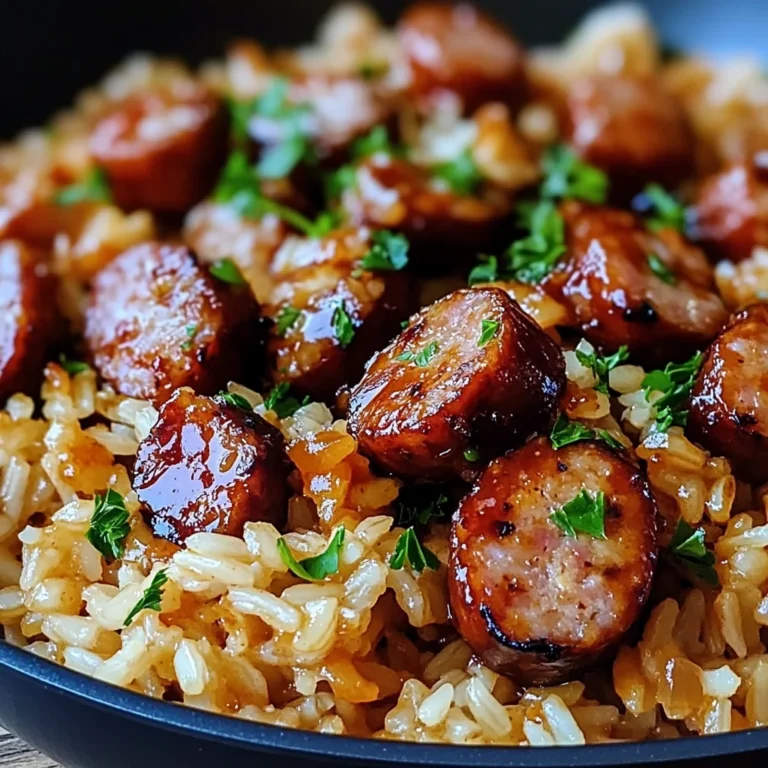 One-Pan Sweet and Tangy BBQ Sausage Rice
