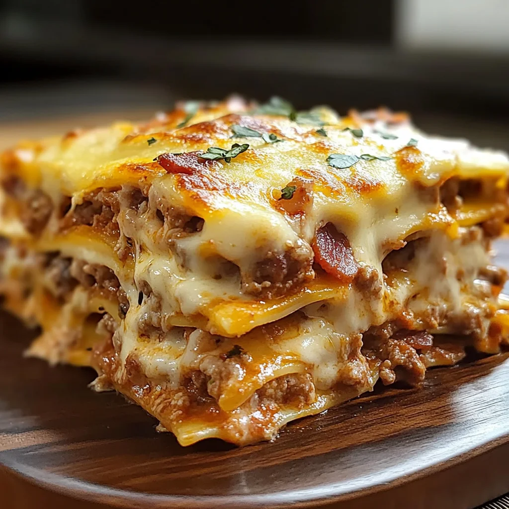Parmesan Garlic Turkey Bacon Cheeseburger Lasagna Recipe