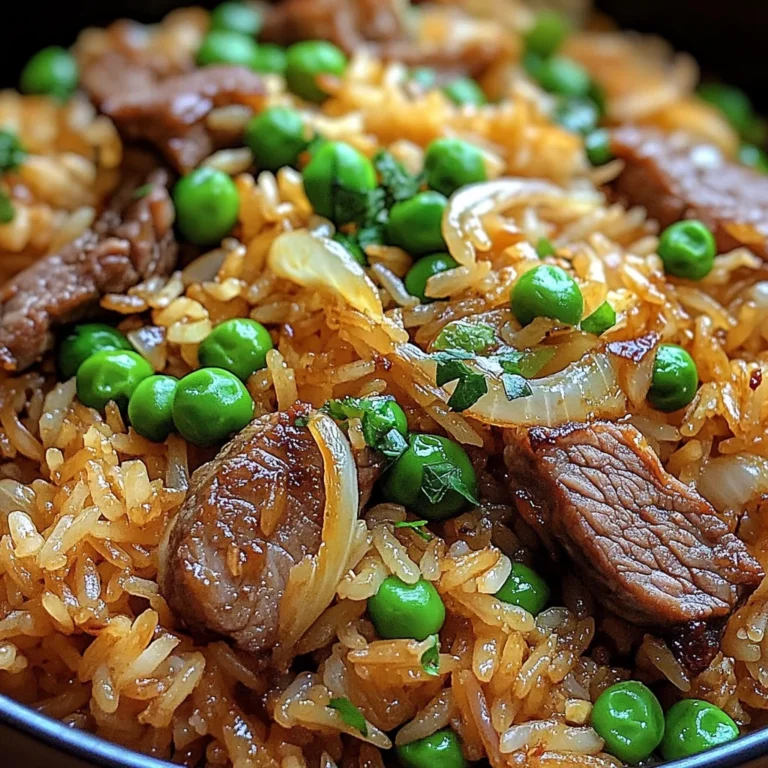 Savory Onion Beef Fried Rice