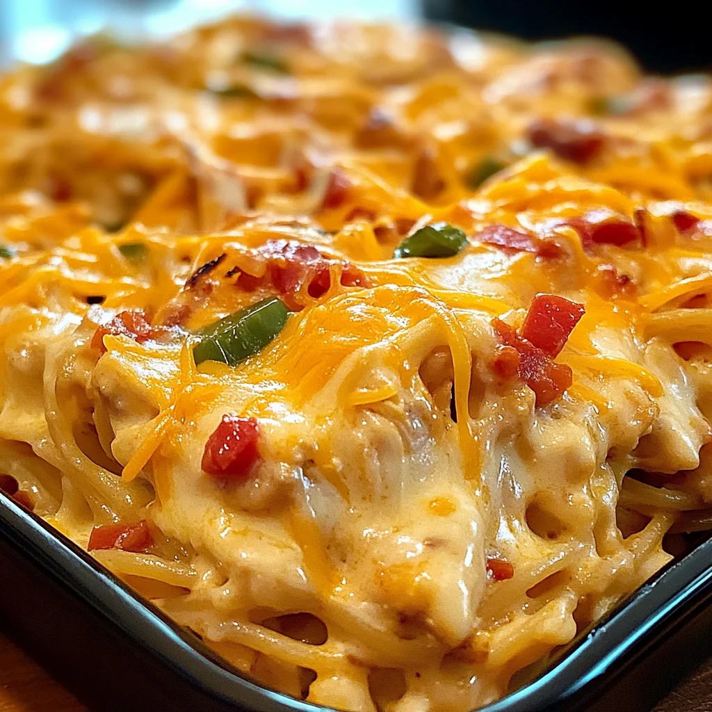 Spicy Southern Cheesy Chicken Spaghetti Casserole
