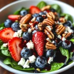 Berry Spinach Salad with Pecans, Feta, and Balsamic Glaze
