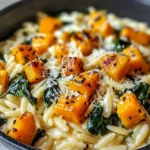 Creamy Orzo with Roasted Butternut Squash and Spinach