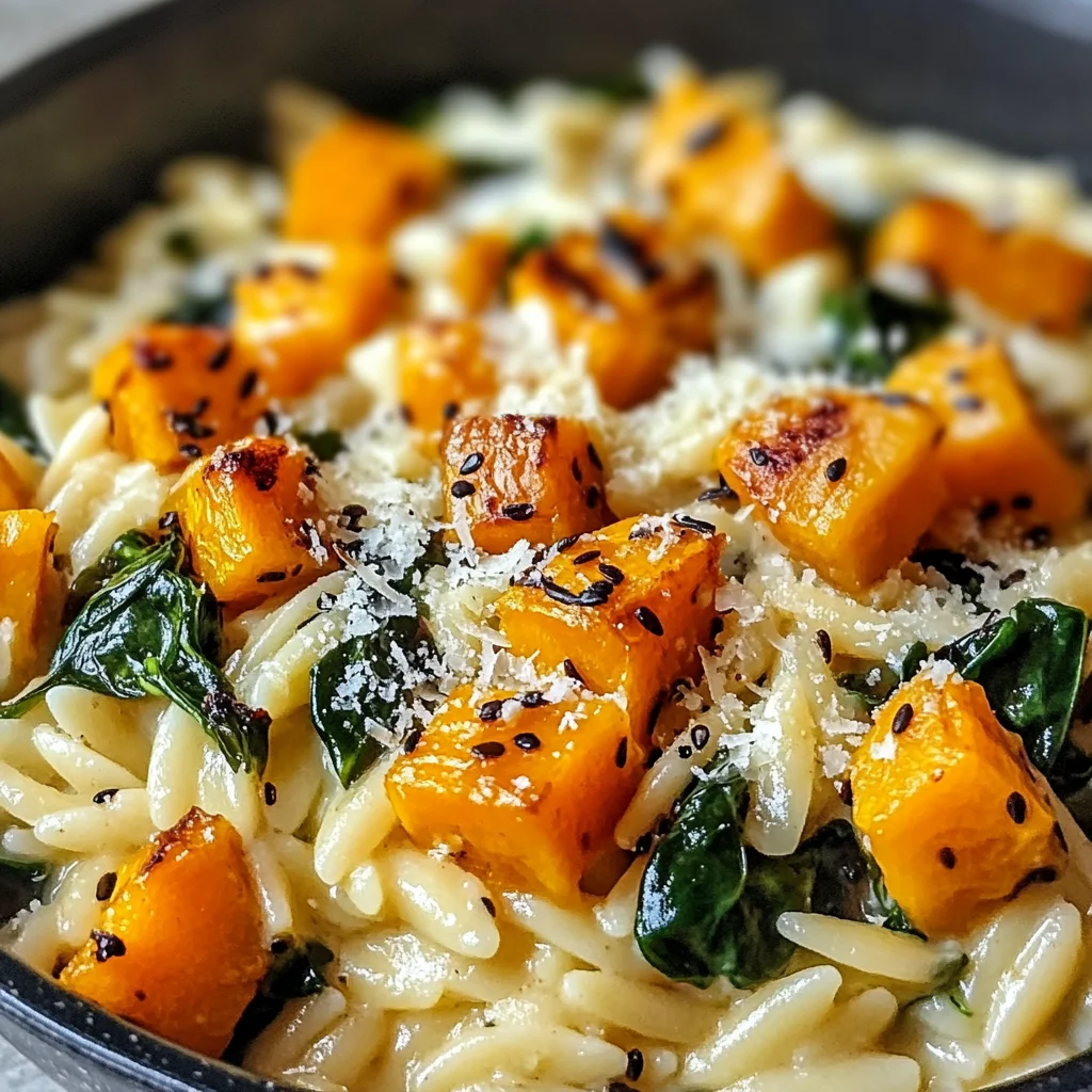 Creamy Orzo with Roasted Butternut Squash and Spinach