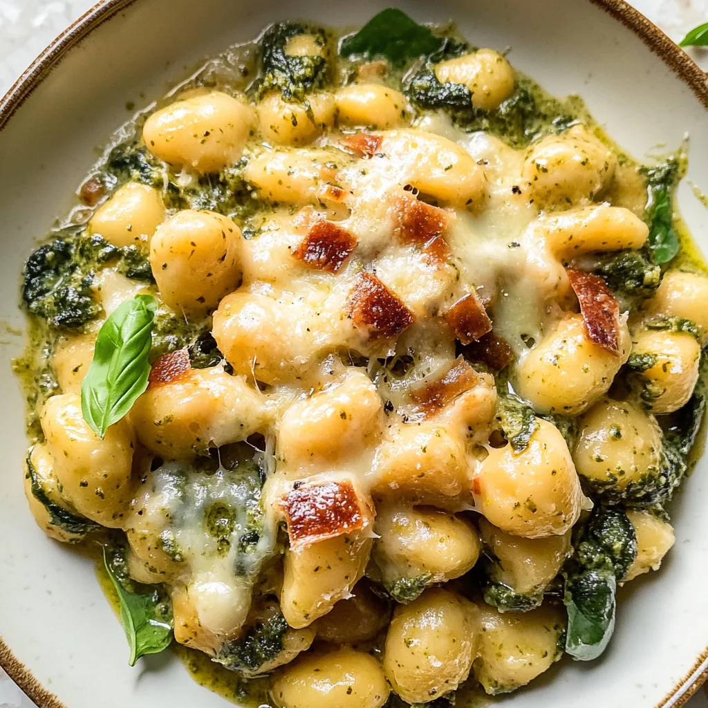 Creamy Pesto Gnocchi with Spinach and Artichokes