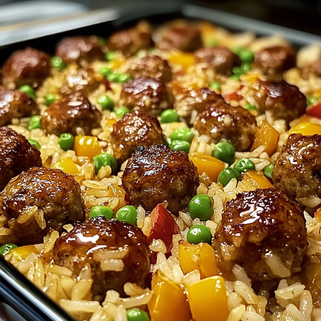 Honey Garlic Meatball & Rice Bake