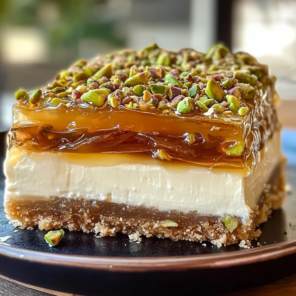 Honey Pistachio Baklava Cheesecake