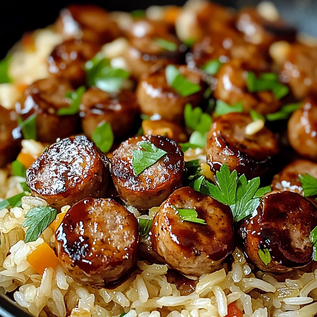 One Pan Sweet And Tangy Bbq Sausage Rice