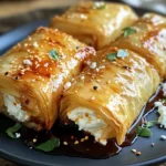 Oven Fried Feta Rolls with Chili Honey