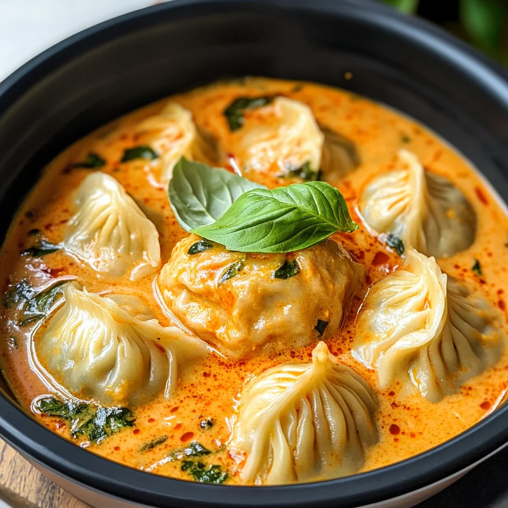 Soup Dumplings in Thai Red Curry Sauce