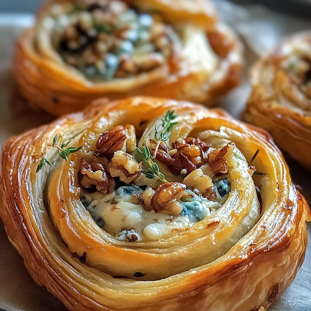 Blue Cheese Walnut Thyme Puff Pastry Twirl Recipe