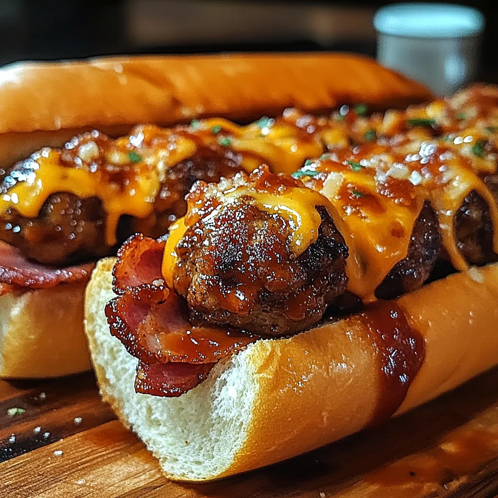 Bourbon BBQ Turkey Bacon Cheeseburger Meatball Subs Ready in 30 Minutes