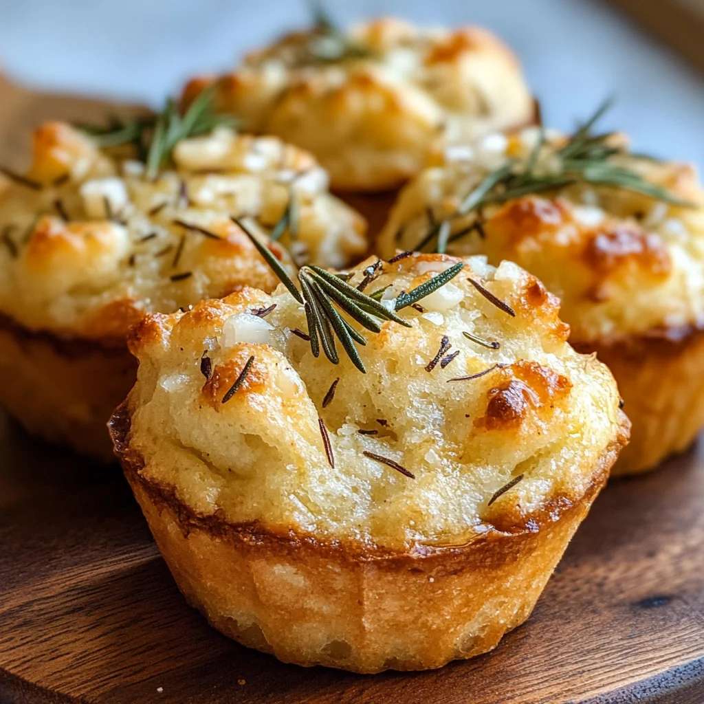 Easy Garlic Rosemary Focaccia Muffins