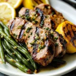 Lemony Garlic Grilled Pork Tenderloin with Charred Green Beans